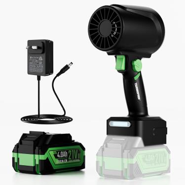 Imagem de Soprador de secador turbo para carro, soprador de folhas sem fio com bateria intercambiável de 4000 mAh, secador turbo com luz LED, velocidade infinitamente variável, secador de carro para limpeza