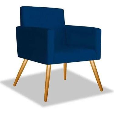 Imagem de Poltrona Nina Cadeira Retro Decorativa Suede Azul Marinho - King Lar