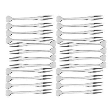 Imagem de 24 Mini Garfinho Talher Petisco Aperitivo Fondue Buffet Inox - D' Pres