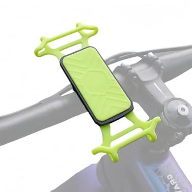 Imagem de NELboNs Suporte de silicone para telefone de bicicleta, suporte para celular, design antivibração, compatível com smartphones de marca universal (amarelo)