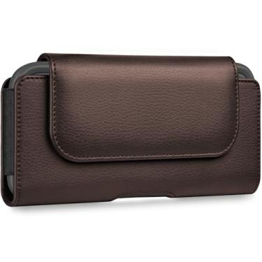 Imagem de COANJIUO Capa de couro para celular com clipe de suporte de cinto para iPhone Pro Max, Plus 16 15 14 13 12, Samsung Galaxy FE, Plus S25 S24 S23 S22, L-Coffee