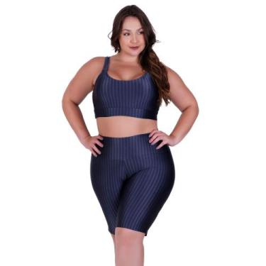 Imagem de Conjunto Fitness Plus Size Top com Bojo Removível e Bermuda Cintura Al