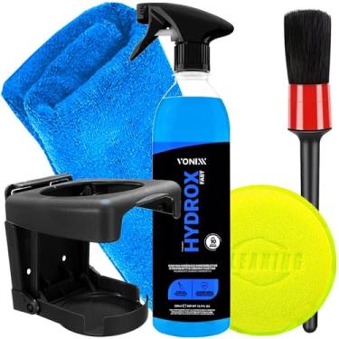 Imagem de Kit Limpeza Automotiva Selante Cêramico Hydrox Vonixx Pincel Detalhamento Aplicador Toalha Microfibra Porta Copos Karbox