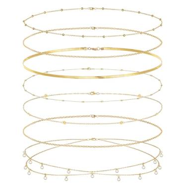 Imagem de Wrlcorly 8 peças de corrente de cintura banhada a ouro 18 quilates para cinto de barriga, biquíni sexy, verão, praia, satélite, lantejoulas, cobra, camadas, moeda, zircônia cúbica, acessórios de joias