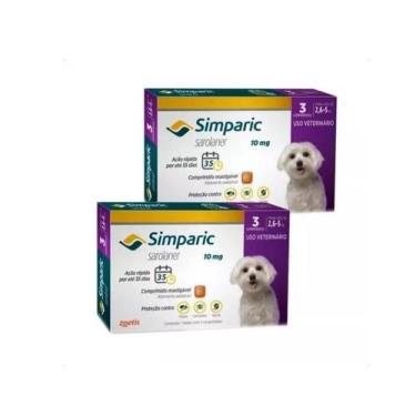 Imagem de 2 Antipulgas E Carrapatos Simparic 10Mg Cães 2,6 A 5Kg C/3 - Zoetis