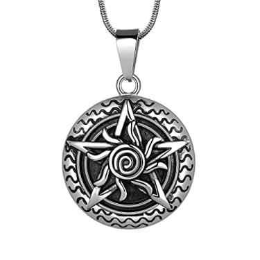 Imagem de Colar pentagrama pentagrama Wiccan - pingente satânico estrela aço inoxidável 316L selo tradicional de tetragrama de Salomão Eliphas Levi's Pentagra Wicca Punk joia retrô, Aço inoxidável Ouro