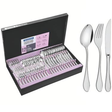 Imagem de Faqueiro Tramontina Italy Aço Inox Facas para Churrasco Forjadas 6mm Alto Brilho 72 Peças 66932157