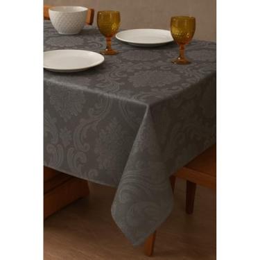 Imagem de Toalha de Mesa Retangular 4-6-8 Lugares - Tecido Jacquard Durável e Elegante(Chumbo,1,40x1,40)
