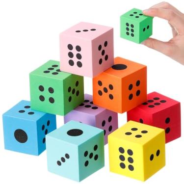 Imagem de Halloscume 8 Pcs Big Foam Dice Set EVA Dice Large Assorted Colorful Foam Cubes with Number Dots for Board Game Building Fun Game Night Party Math Learning Session (Square,Dot,1.5 Inch)