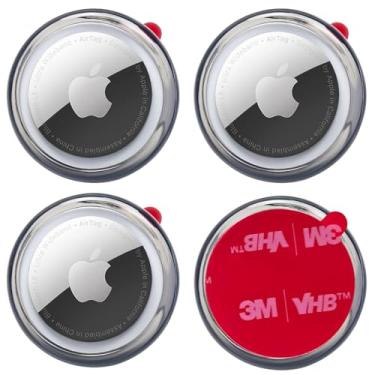 Imagem de echinff Pacote com 4 capas para Airtag, capa protetora com adesivo forte 3M compatível com etiquetas Apple Air para colar na TV, fones de ouvido remotos, mochilas, bagagem, laptop, câmera, bicicleta