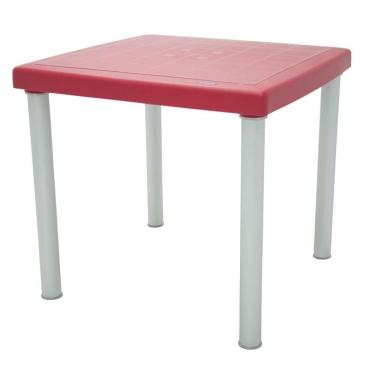 Imagem de Mesa Tramontina Mona 80x80cm Vermelho Pernas de Alumínio