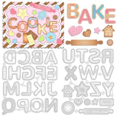 Imagem de INFUNLY 34 peças de letras de cookies para fazer cartões, moldes de corte de alfabeto, estrelas, metal, corte, corte, corte, corte, estêncil, para álbum de recortes, faça você mesmo, álbum decorativo
