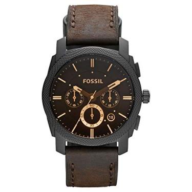 Imagem de Fossil Relógio cronógrafo masculino de quartzo e aço inoxidável, Crono preto, marrom, 42MM, Máquina