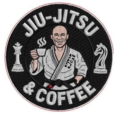 Imagem de Emblema de Jiu Jitsu e café (8,5 cm) bordado de ferro/costurado, quimono e cafeína, quimono, academia, artes marciais, adesivos de presente