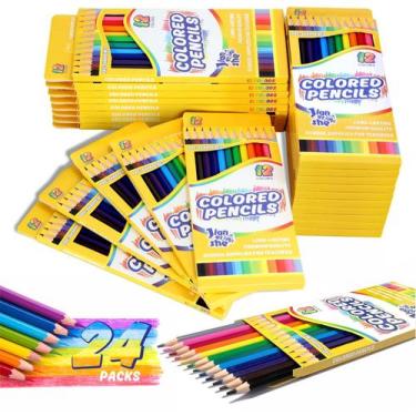 Imagem de Lápis de cor JIANERSHE 288 Bulk, 24 pacotes, 12 pré-afiados