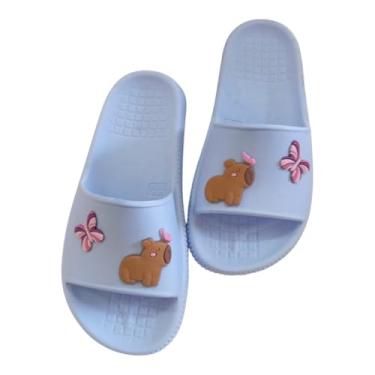Imagem de Chinelo Slide MAX Capivara Borboleta Delicada Menina Infantil (Azul Bebê, BR, Adulto, Faixa Numérico, 39, 40)