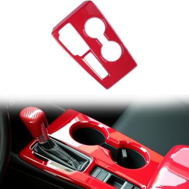 Imagem de Arcoche Capa de painel de mudança de marchas de controle central para Honda 2022-2026 Civic ABS moldura de painel antiarranhões compatível com acessórios Civic de 11ª geração (vermelho)