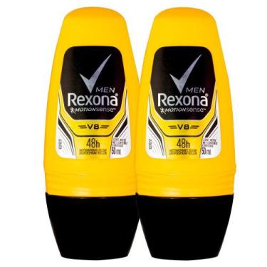 Imagem de Kit 2 Desodorante Antitranspirante Rexona Men V8 Roll-on com 50ml
