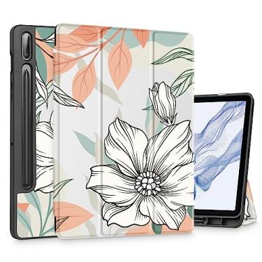 Imagem de Mektron Capa para Samsung Galaxy Tab S9 FE / S9 11 polegadas 2023 X710/X716B/X718U, suporte de lápis embutido fosco com função de ativar/hibernar automaticamente, suporte multiângulo para Galaxy S9,