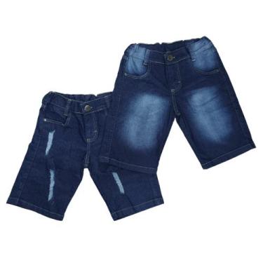 Imagem de Bermuda short jeans kit com 2 juvenil com elastano 10 12 14 - Rota do 