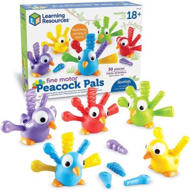 Imagem de Fine Motor Peacock Pals, brinquedo infantil, conjunto de classificação, 5 peças, 18 meses ou mais