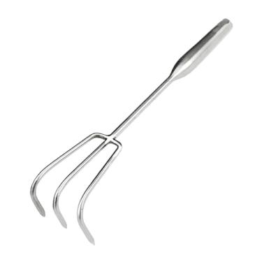 Imagem de IEUDNS Ancinho de mão para jardim, ferramenta de escavação de areia de praia, compacta, prática, multifuncional, ferramenta de afrouxamento de solo para, Três Dentes