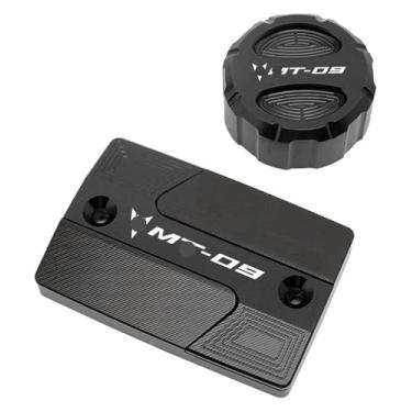 Imagem de Acessórios CNC para motocicleta, tampa do reservatório de fluido de freio dianteiro traseiro compatível com Y&AMAHA MT09 MT-09 FZ09 2015-2019 2020 (2 peças de capas preta)