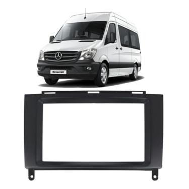 Imagem de Moldura para Painel Central Mercedes-Benz, Preta, 18 x 10 cm, Adaptador para Som Automotivo