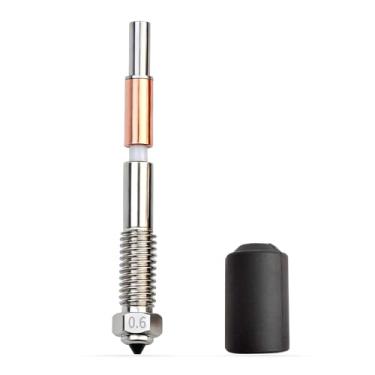 Imagem de Bocal bimetálico de troca rápida de 0,6 mm para impressora 3D QIDI Plus 4, liga de cobre e aço endurecido Hotend com tubo de cerâmica para garganta, bocal de substituição de alta temperatura de 370 ℃