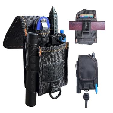 Imagem de Coldre multiferramentas com clipe, pequeno coldre de cinto com vários bolsos compatível com Leatherman Wave+ ferramenta dobrável de sinal, bolsa tática utilitária para acampamento e caminhada, suporte