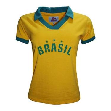 Imagem de Camisa Polo Brasil Liga Retrô Feminina  Amarela P, Amarelo, P