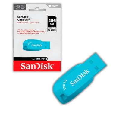 Imagem de Pendrive 256gb Usb 3.2 Ultra Shift 100mb/s Azul Celeste - Sandisk