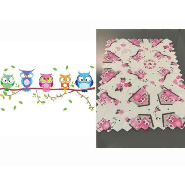 Imagem de Kit 3 Toalhas Para Geladeira + Adesivo Decorativo Corujas Galhos -  JW