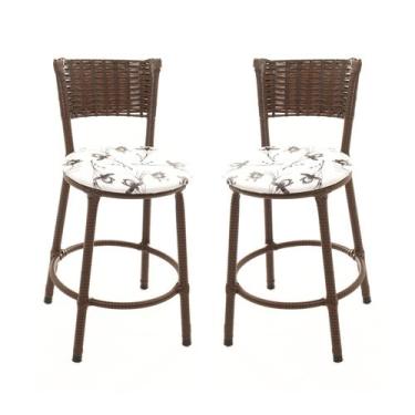 Imagem de KIT 2 Banquetas Baixa Encapada Junco ARGILA Area Gourmet - ESPAÇO JUNC