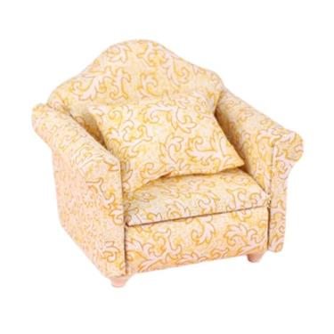 Imagem de YIJU Mini sofá 1/12, pequeno, moderno, artesanal, brinquedo infantil, adereço fotográfico, decoração, miniatura, móveis para casa de bonecas, acessórios, Sofá Individual