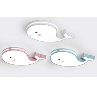 Imagem de Luminária de teto LED 24W para quarto infantil, quarto de bebê, luminária criativa de teto com design de baleia, lâmpada para quarto de menino e menina, regulável com controle remoto, lustre