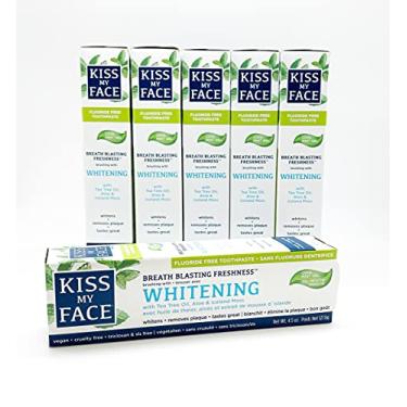 Imagem de Kiss My Face Pasta de dente clareadora de menta fresca 127 g (sem flúor) (133 ml) (pacote com 6)
