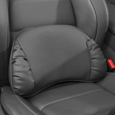 Imagem de Dapucarin Almofada de apoio lombar para assento de carro, almofada lombar de couro com espuma viscoelástica para alívio da dor lombar - almofada para dirigir - suporte de cadeira para cadeira de
