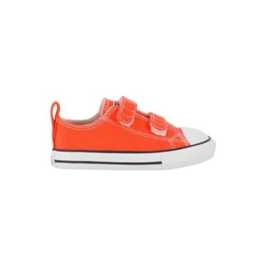 Imagem de Tênis Converse All Star Infantil 2V Ox - Cano baixo, Original, Confortável, Ideal para o dia a dia, Estilo Clássico (Laranja/Branco, BR, Criança de 1 a 3 anos, Numérico, 22)