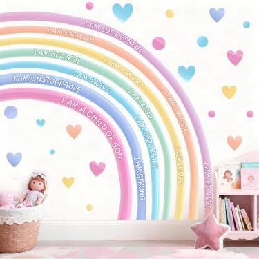 Imagem de Adesivo de parede grande arco-íris aquarela inspirador decalques de parede