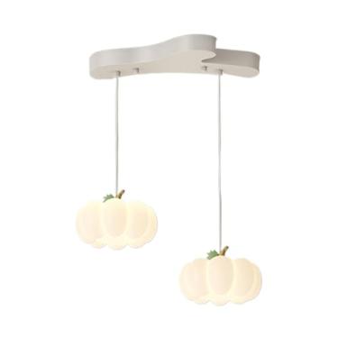 Imagem de Luminária pendente branca leitosa com 3 luzes, luminária suspensa de teto moderna de meados do século, abajur triplo de abóbora, lustre linear LED regulável para cozinha, ilha, pia, sala de
