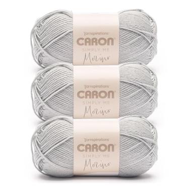 Imagem de Caron Simply Me Fio de salgueiro cinza Merino - Pacote com 3 de 100 g - 50% acrílico, 50% lã merino - #3 DK (leve) - 215 jardas - tricô/crochê