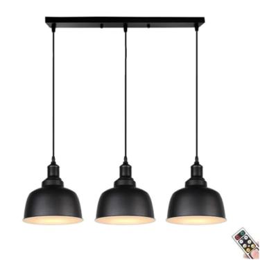 Imagem de Luminária pendente moderna minimalista operada por bateria com controle remoto, luminária pendente preta ajustável sem fio para ilha de cozinha, mesa de jantar, sala de estar, sem necessidad