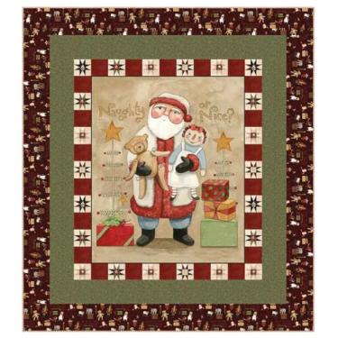 Imagem de Kit de colcha de painel Riley Blake Naughty or Nice por Teresa Kogut | Inclui padrão e tecido para colcha e encadernação | Tamanho final 138 x 153 cm