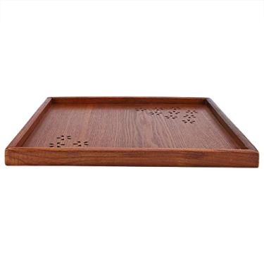 Imagem de ZJchao Bandeja de Servir Grande, Bandeja de Mesa de Centro de Servir Retangular de Madeira para Decoração Frutas Lanches Prato de Madeira para de Comida Pratos de Queijo Charcutaria de Carne (34*34cm)