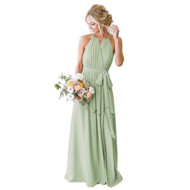 Imagem de Vestido de dama de honra Bolodoo Long A-Line Dusty Sage Chiffon tamanh