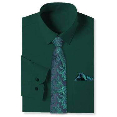 Imagem de Combinação de camisa e gravata Cromoncent Masculina Business Verde Esc