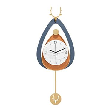 Imagem de WYUYIWH Relógio de parede grande para família moderno estilo simples relógio de parede com pêndulo silencioso para casa quarto relógio de parede decorativo sem tique-taque operado por bateria