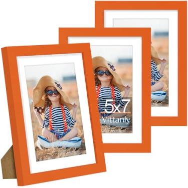 Imagem de Vittanly Conjunto de 3 porta-retratos 12 x 17 cm, exiba imagens 10 x 15 cm com tapete ou 12 x 18 cm sem tapete para montagem na parede ou mesa, molduras para decoração de parede, madeira projetada