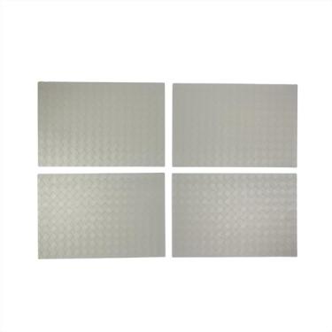 Imagem de Kit Descanso Pratos Jogo Americano 4 Peças Retangular Luxo Souspla Impermeável Mesa Jantar Cinza Claro